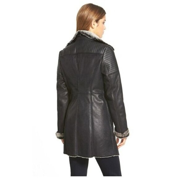 Marc New York Black Asymmetrical Faux Shearling Coat | Mob Wife Streetwear Glam - Picture 14 of 16